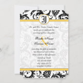 黄色と黒のダマスクスワーズ結婚式招待状 招待状 (正面)