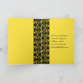 黄色と黒のダマスク感謝カード サンキューカード (内部)