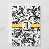 黄色と黒のダマスク・スワール 結婚式招待状 招待状 (裏面)