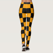 黄色と黒のチェッカーボードパターン – モダン レギンス (裏面)