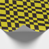 黄色と黒のチェッカーボード ラッピングペーパー (角)