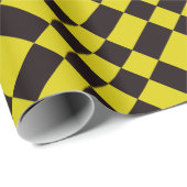 黄色と黒のチェッカーボード ラッピングペーパー (ロールコーナー)