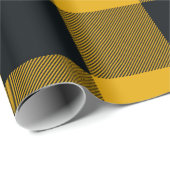 黄色と黒のチェック柄のスクエア バッファロープレイド ラッピングペーパー (ロールコーナー)