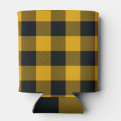黄色と黒のチェック柄のスクエア バッファロープレイド 缶クーラー (裏面)