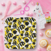 黄色と黒のチューリップ ペーパープレート (パーティー)