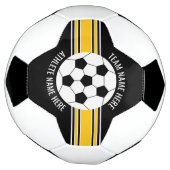 黄色と黒のチームカラー名前をカスタムする サッカーボール (回転)