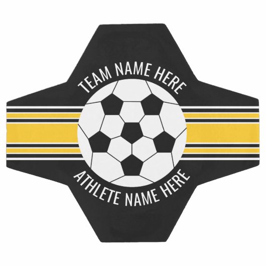 黄色と黒のチームカラー名前をカスタムする サッカーボール (フラット)