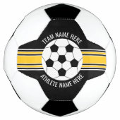 黄色と黒のチームカラー名前をカスタムする サッカーボール (正面)