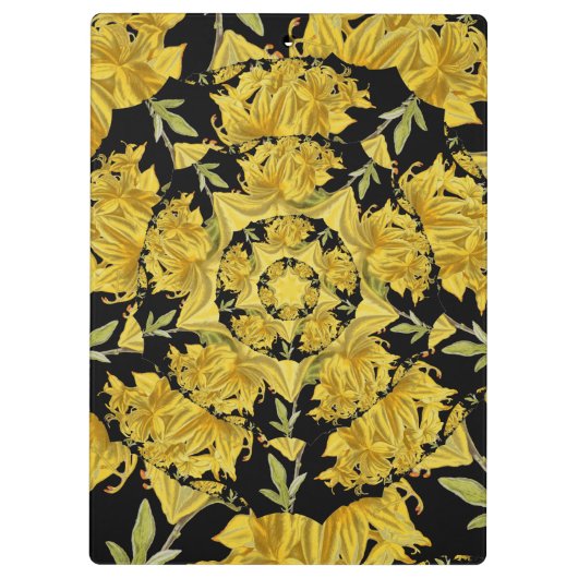 黄色と黒のツツツジのフラクタルアート クリップボード (裏面)