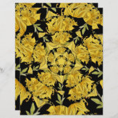 黄色と黒のツツツジのフラクタルスクラップブック紙 (正面/裏面)