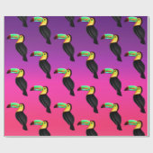黄色と黒のトゥーカンの鳥のパターン ラッピングペーパー (フラット)