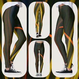 黄色と黒のナチュラルアブストラクト レギンス