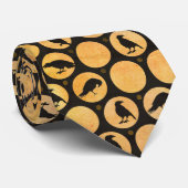 黄色と黒のハロウィーンクロウズラヴェンスフルムーン ネクタイ (ロール)