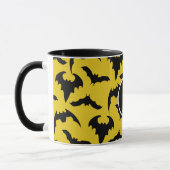 黄色と黒のバット ハロウィン マグカップ (左)