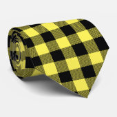 黄色と黒のバッファローの格子柄 ネクタイ (ロール)