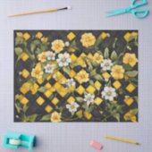 黄色と黒のバッファローチェックと黄色の白 薄葉紙 (クラフト)