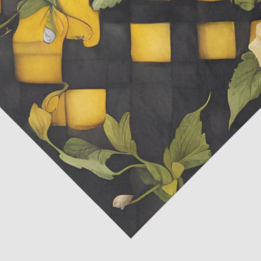 黄色と黒のバッファローチェックと黄色の白 薄葉紙 (詳細)