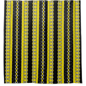 黄色と黒のパターン シャワーカーテン (正面)