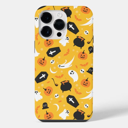 黄色と黒のパタ不気味ーン iPhoneケース (裏面)