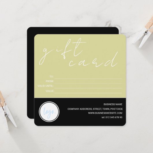 黄色と黒のビジネス ロゴ カスタマー ギフト カード (正面/裏面インサイチュ)