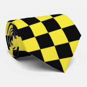 黄色と黒のフラ市松模様にグパターン ネクタイ (ロール)