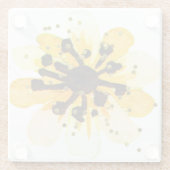 黄色と黒のフローラコースターとフェイクグリッター ガラスコースター (裏面)