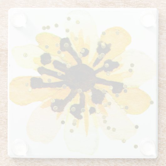 黄色と黒のフローラコースターとフェイクグリッター ガラスコースター (裏面)