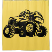 黄色と黒のモンスタートラックシャワーカーテン シャワーカーテン (正面)