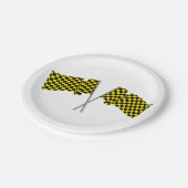 黄色と黒のレーシングフラグ ペーパープレート (アングル)