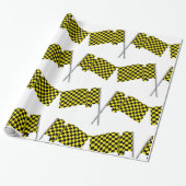 黄色と黒のレーシングフラグ ラッピングペーパー (アンロールド)