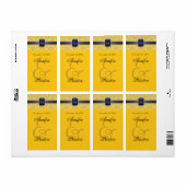 黄色と黒のレース宝石で飾結婚られたワインラベル ラベル (フルシート)