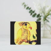 黄色と黒のヴィンテージの鳥はがき ポストカード (スタンド正面)