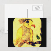 黄色と黒のヴィンテージの鳥はがき ポストカード (正面/裏面)