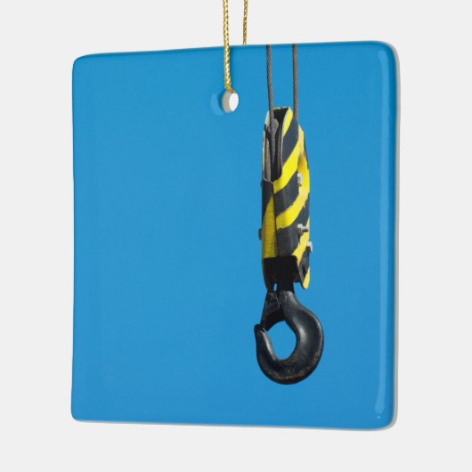 黄色と黒の付きクストライプレーンぶら下がったフック セラミックオーナメント (左)