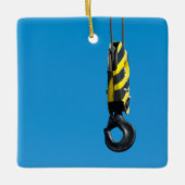 黄色と黒の付きクストライプレーンぶら下がったフック セラミックオーナメント (正面)