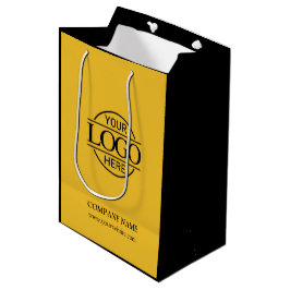 黄色と黒の会社企業ののビジネスロゴ ミディアムペーパーバッグ