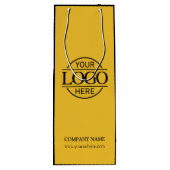 黄色と黒の会社企業ののビジネスロゴ ワインギフトバッグ (裏面)