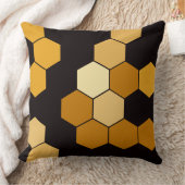 黄色と黒の六角パターン クッション (ブランケット)