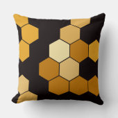 黄色と黒の六角パターン クッション (正面)