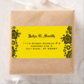 黄色と黒の円パターンデザイン ラベル (インサイチュ)