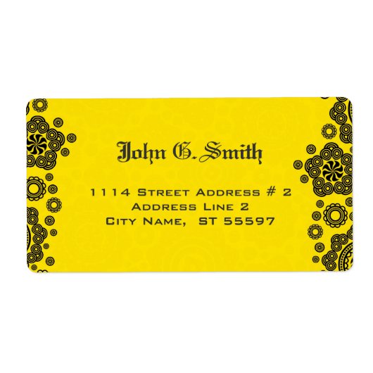 黄色と黒の円パターンデザイン ラベル (正面)