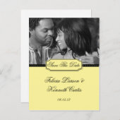 黄色と黒の写真の日付を保存 案内ポストカード (正面/裏面)