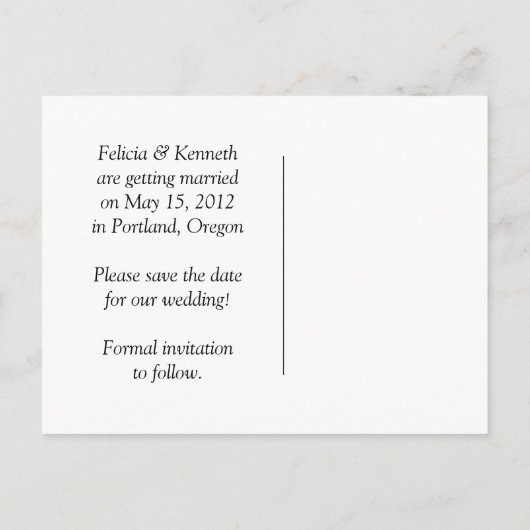 黄色と黒の写真の日付を保存 案内ポストカード (裏面)