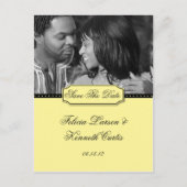 黄色と黒の写真の日付を保存 案内ポストカード (正面)