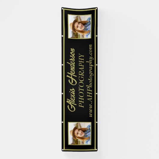 黄色と黒の写真/ロゴのブースディスプレイ 横断幕 (縦)