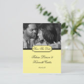 黄色と黒の写真 保存日付 案内ポストカード (スタンド正面)