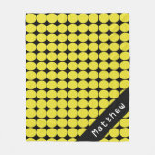 黄色と黒の名前をカスタムする水玉模様 フリースブランケット (正面)