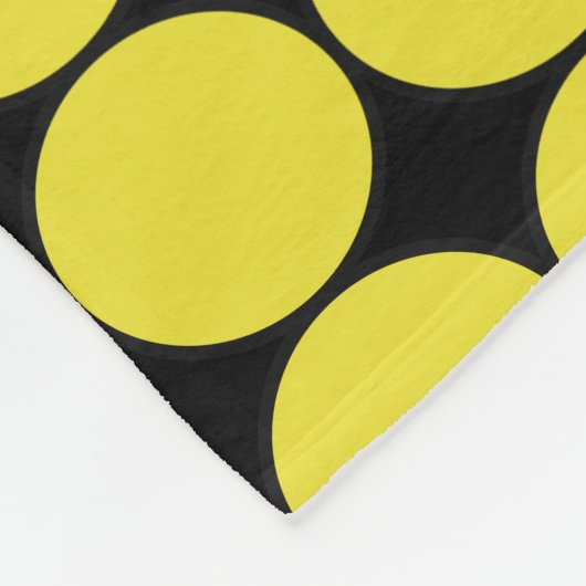 黄色と黒の名前をカスタムする水玉模様 フリースブランケット (角)