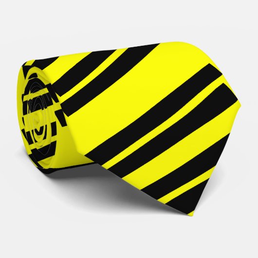 黄色と黒の対角タイストライプのプ ネクタイ (ロール)