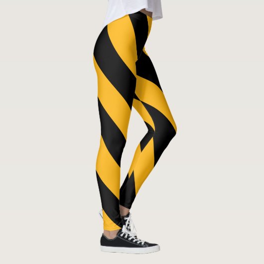 黄色と黒の対角線のストライプ レギンス (右)